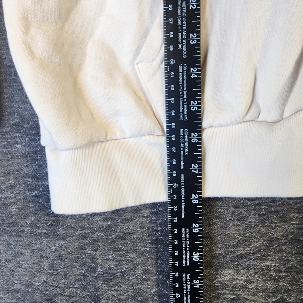 Adidas Hoodie Mens XL Cream Good Rainbow Trefoil Graphic Pullover Sweatshirt - Picture 4 of 11